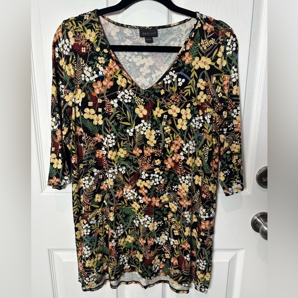 J.jill Size Small Floral 3/4th sleeve Wearever Collection